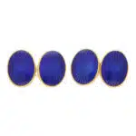 Vintage Longmire Gold and Royal Blue Enamel Oval Cufflinks