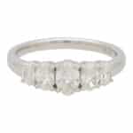 Contemporary Oval Diamond Five Stone Ring in White Gold