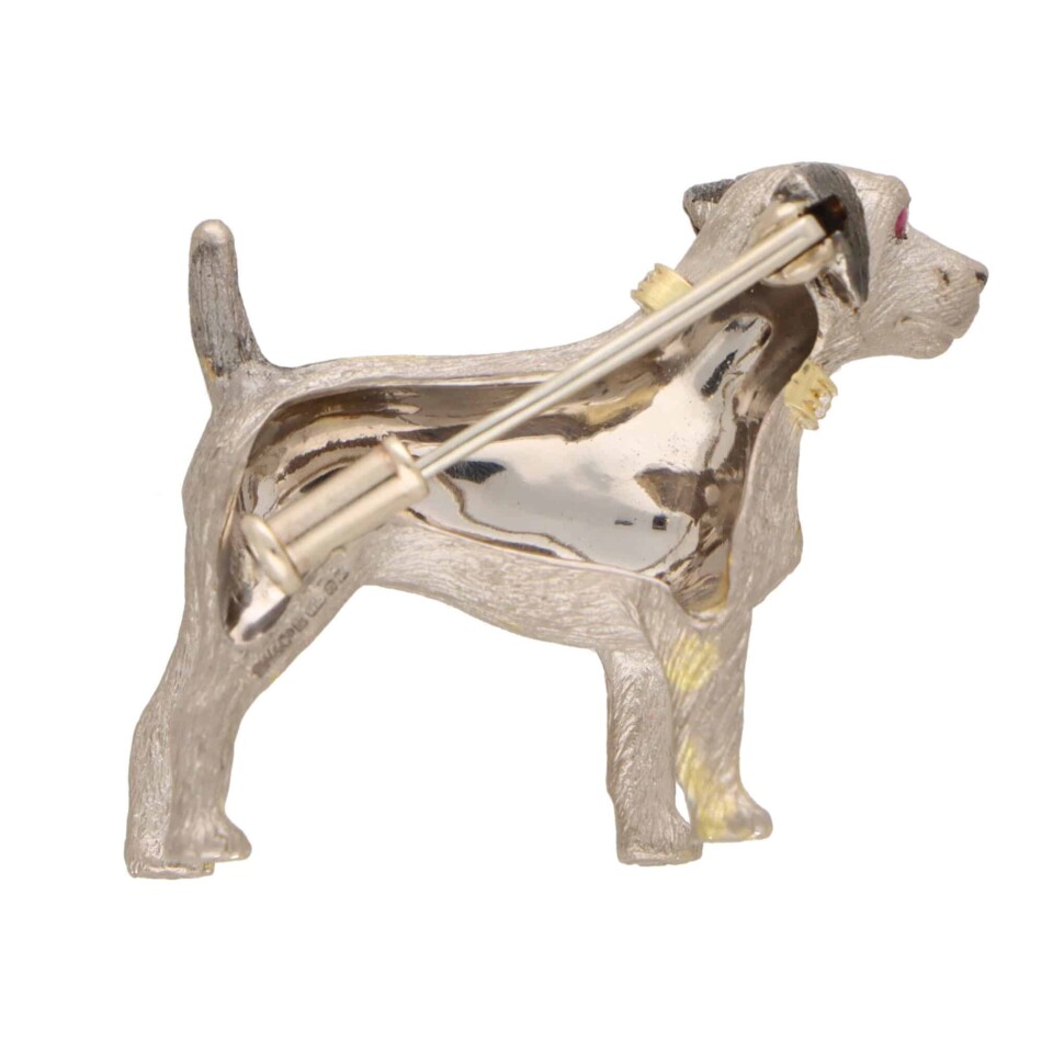 Ruby and Diamond Jack Russell Terrier Pin Brooch