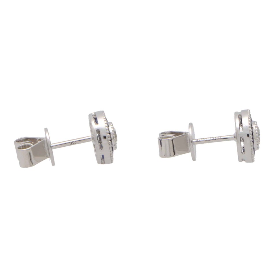 Art Deco Inspired Sapphire and Diamond Target Stud Earrings