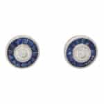 Art Deco Inspired Sapphire and Diamond Target Stud Earrings