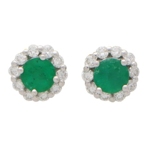 Emerald and Diamond Cluster Earrings