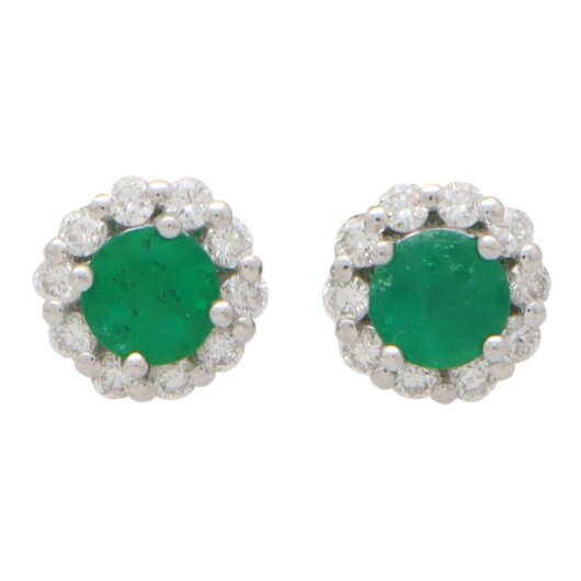 Emerald and Diamond Cluster Earrings