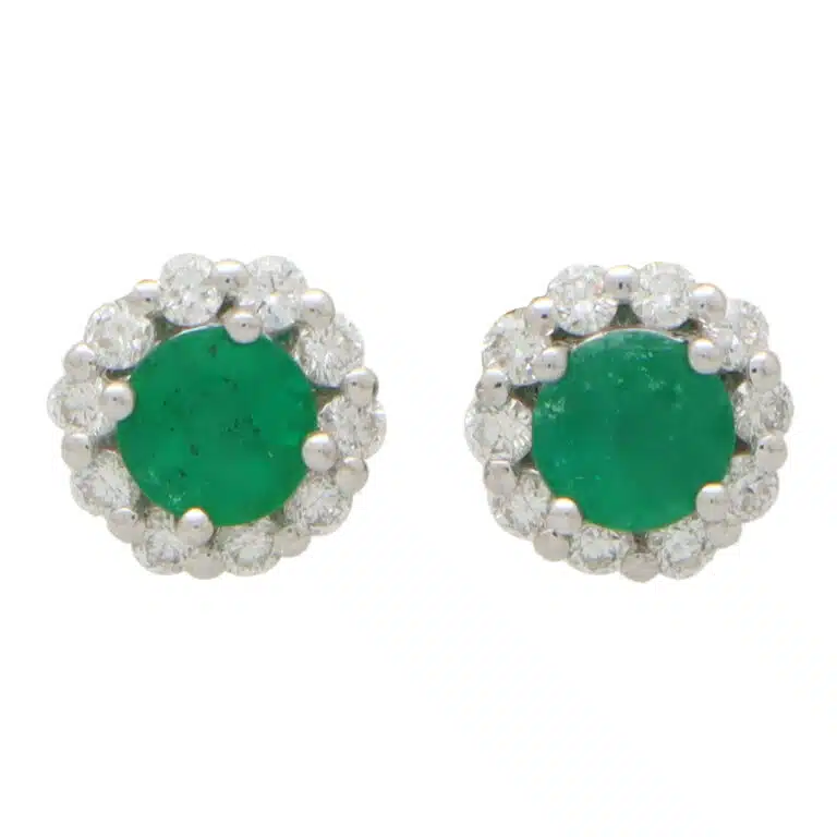 Emerald and Diamond Cluster Earrings