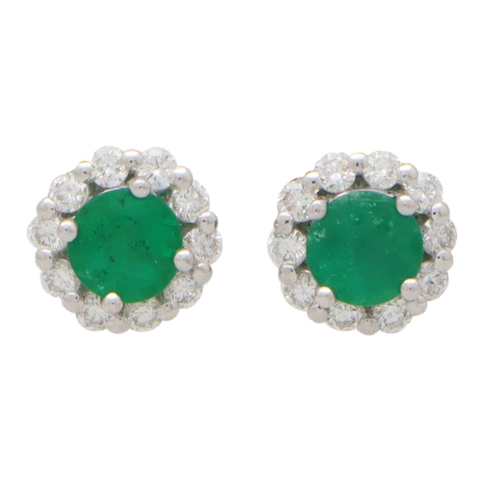 Emerald and Diamond Cluster Earrings