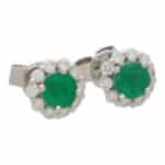 Emerald and Diamond Cluster Earrings