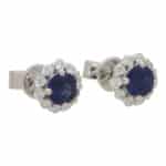 Sapphire and Diamond Floral Cluster Earrings