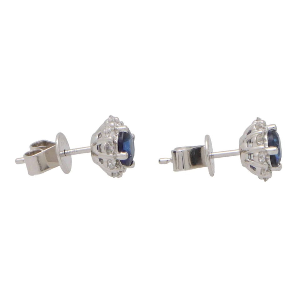 Sapphire and Diamond Floral Cluster Earrings