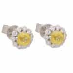 Yellow Sapphire and Diamond Floral Cluster Earrings