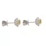 Yellow Sapphire and Diamond Floral Cluster Earrings
