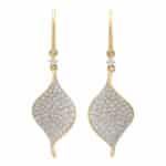 Contemporary Diamond Leaf Drop Earrings