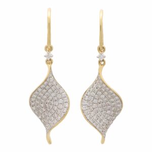 Contemporary Diamond Leaf Drop Earrings