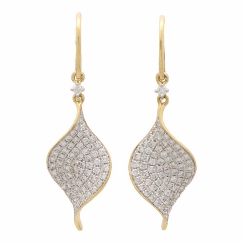 Contemporary Diamond Leaf Drop Earrings
