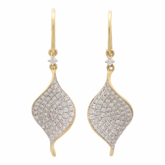 Contemporary Diamond Leaf Drop Earrings