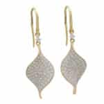 Contemporary Diamond Leaf Drop Earrings