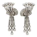 Vintage 1940's Deco Inspired Diamond Drop Earrings