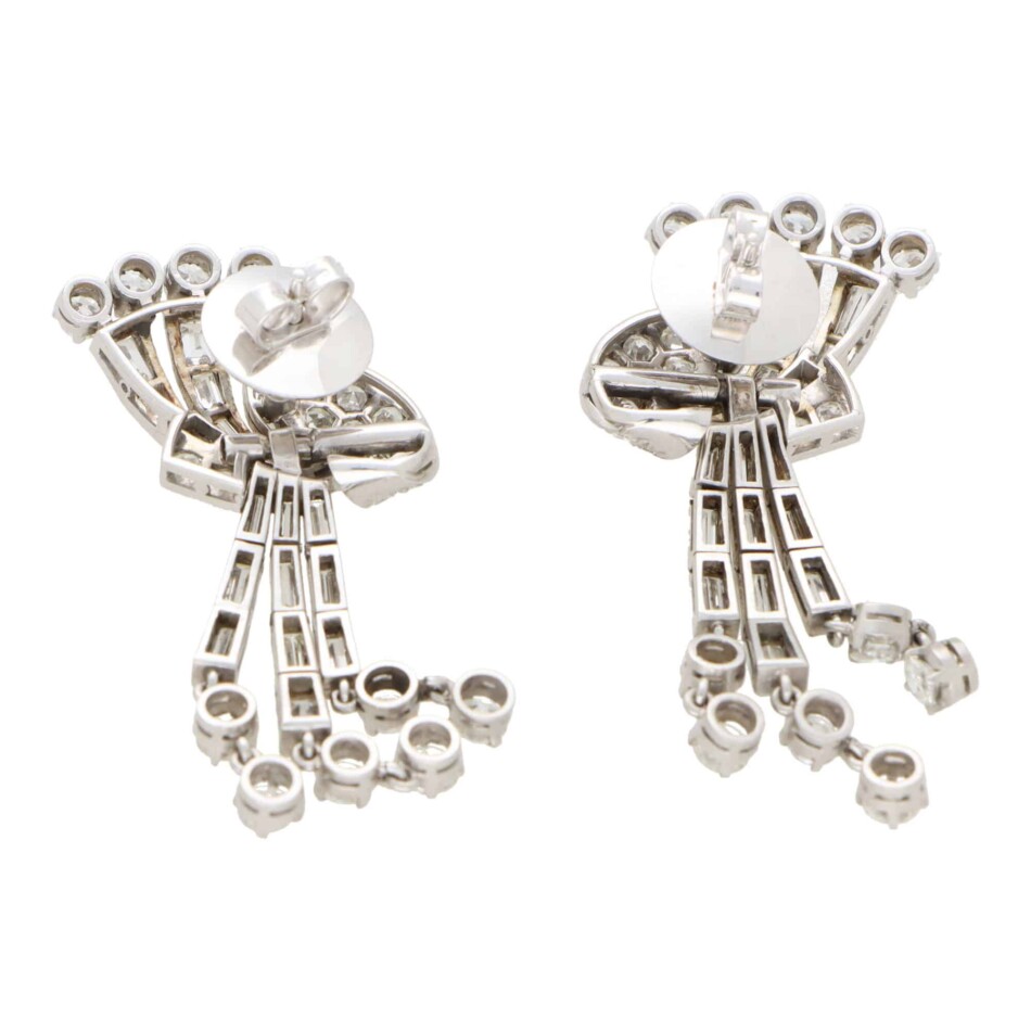 Vintage 1940's Deco Inspired Diamond Drop Earrings