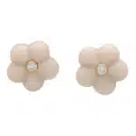 Vintage Van Cleef & Arpels Coral and Diamond Flower Earrings