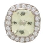 Vintage Green Quartz and Diamond Cluster Ring