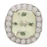 Vintage Green Quartz and Diamond Cluster Ring