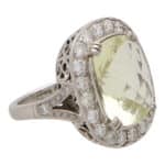 Vintage Green Quartz and Diamond Cluster Ring