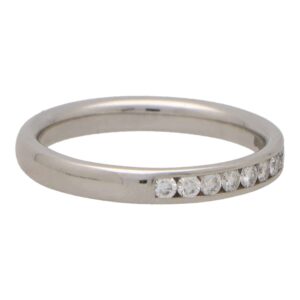 Contemporary Round Cut Half Eternity Ring in Platinum