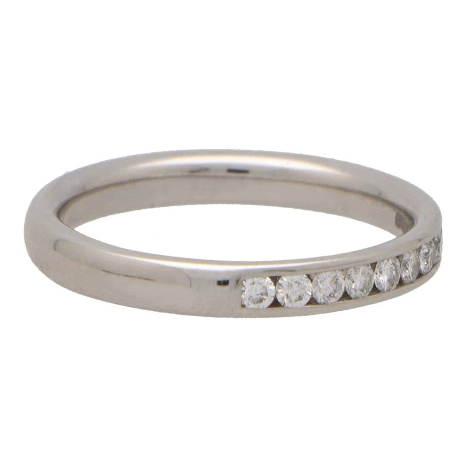 Contemporary Round Cut Half Eternity Ring in Platinum