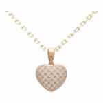 Contemporary Diamond Heart Pendant Charm in Rose Gold