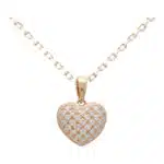 Contemporary Diamond Heart Pendant Charm in Rose Gold