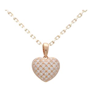 Contemporary Diamond Heart Pendant Charm in Rose Gold