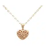 Contemporary Diamond Heart Pendant Charm in Rose Gold