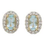 Contemporary Petite Aquamarine and Diamond Halo Stud Earrings