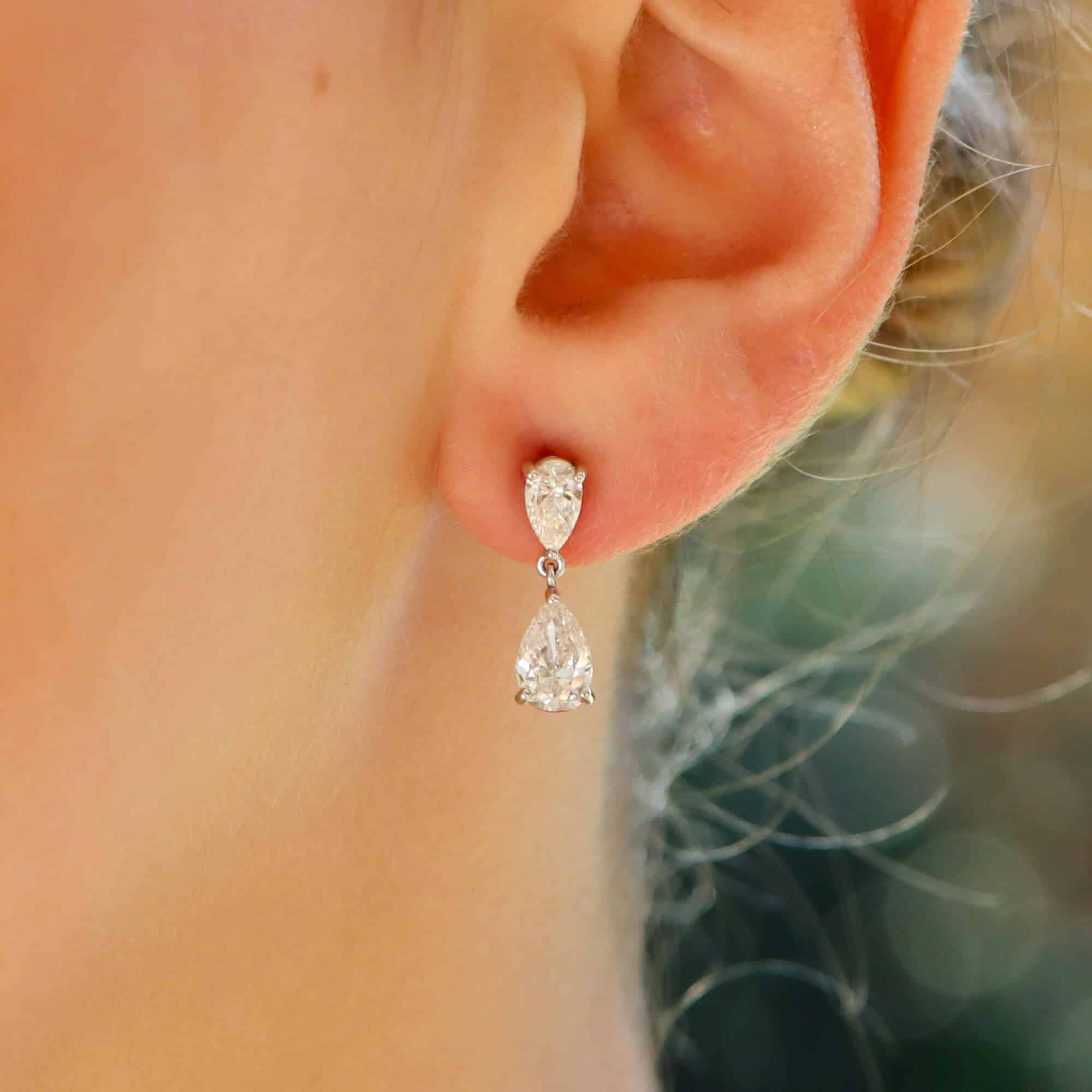 GIA Certified Pear Cut Drop Earrings