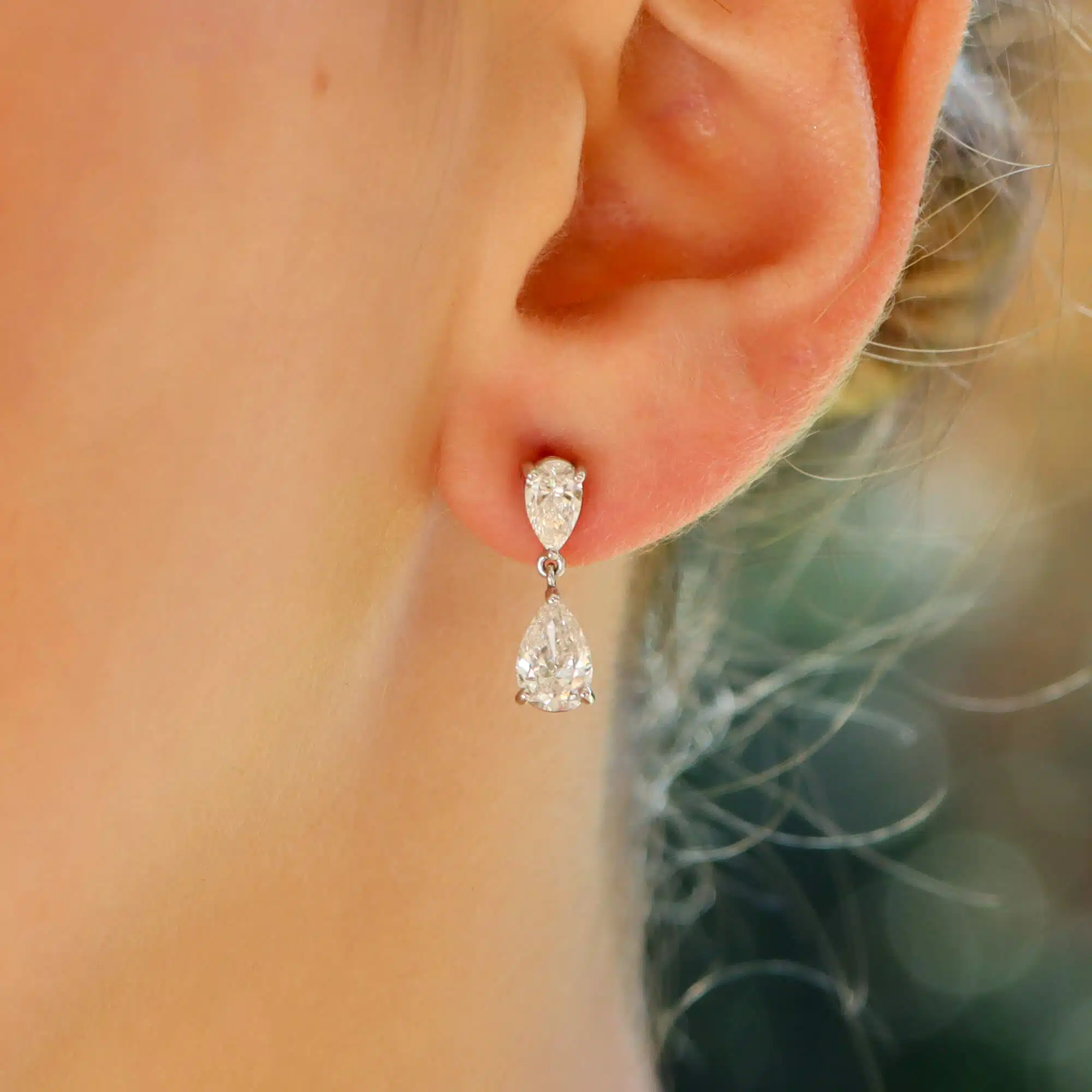 GIA Certified Pear Cut Drop Earrings