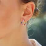 Rainbow Sapphire and Diamond Drop Earrings Rainbow Sapphire and Diamond Drop Earrings