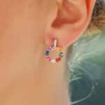Rainbow Sapphire and Diamond Drop Earrings Rainbow Sapphire and Diamond Drop Earrings
