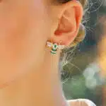 Emerald and Diamond Bee Earrings