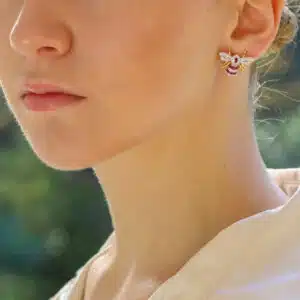 Ruby and Diamond Bee Earrings