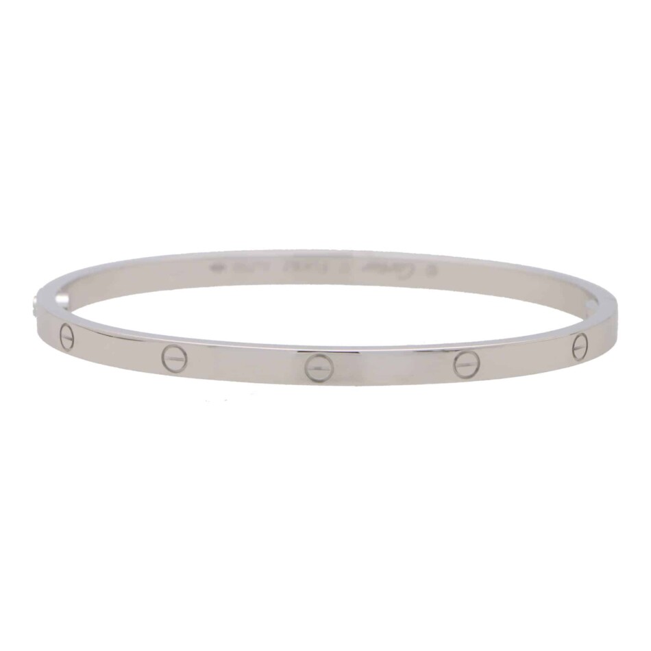 Vintage Cartier White Gold Mini Love Bangle, Size 17