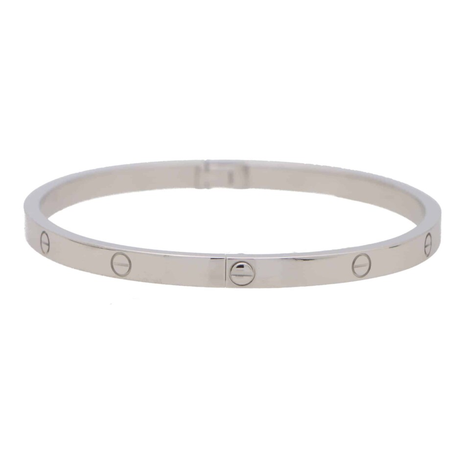 Vintage Cartier White Gold Mini Love Bangle, Size 17