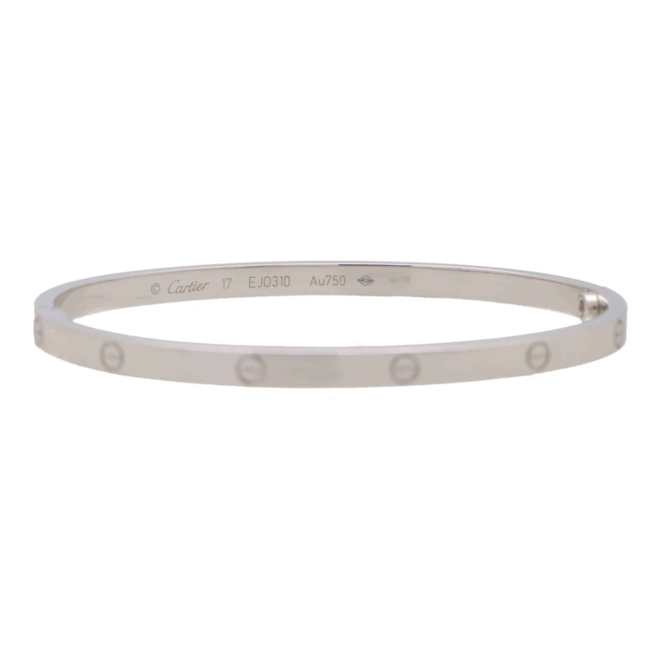 Vintage Cartier White Gold Mini Love Bangle, Size 17