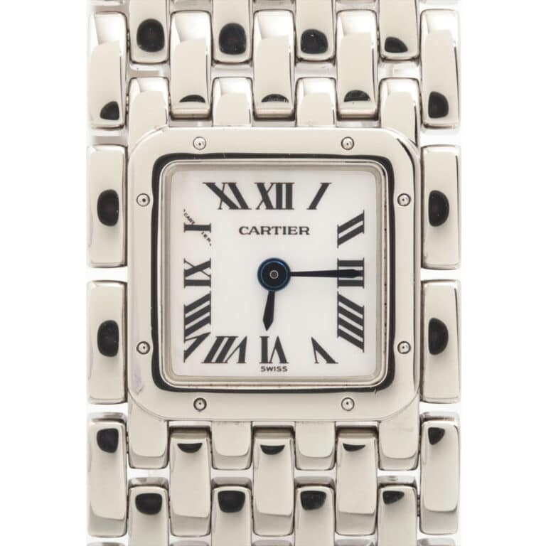 Vintage Cartier Ruban White Gold Watch with Diamond Bezel