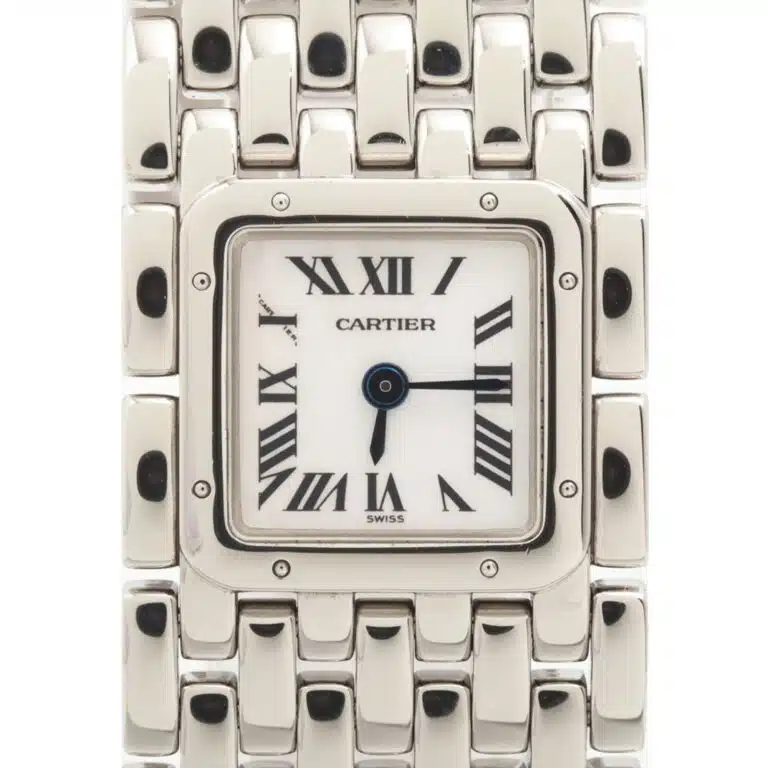 Vintage Cartier Ruban White Gold Watch with Diamond Bezel