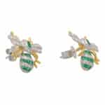 Emerald and Diamond Bee Earrings