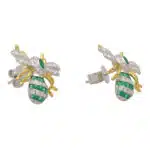 Emerald and Diamond Bee Earrings