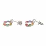 Rainbow Sapphire and Diamond Drop Earrings