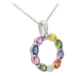 Rainbow Sapphire and Diamond Pendant Necklace