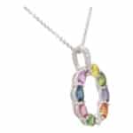 Rainbow Sapphire and Diamond Pendant Necklace