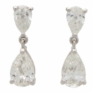 GIA Certified Pear Cut Drop Earrings