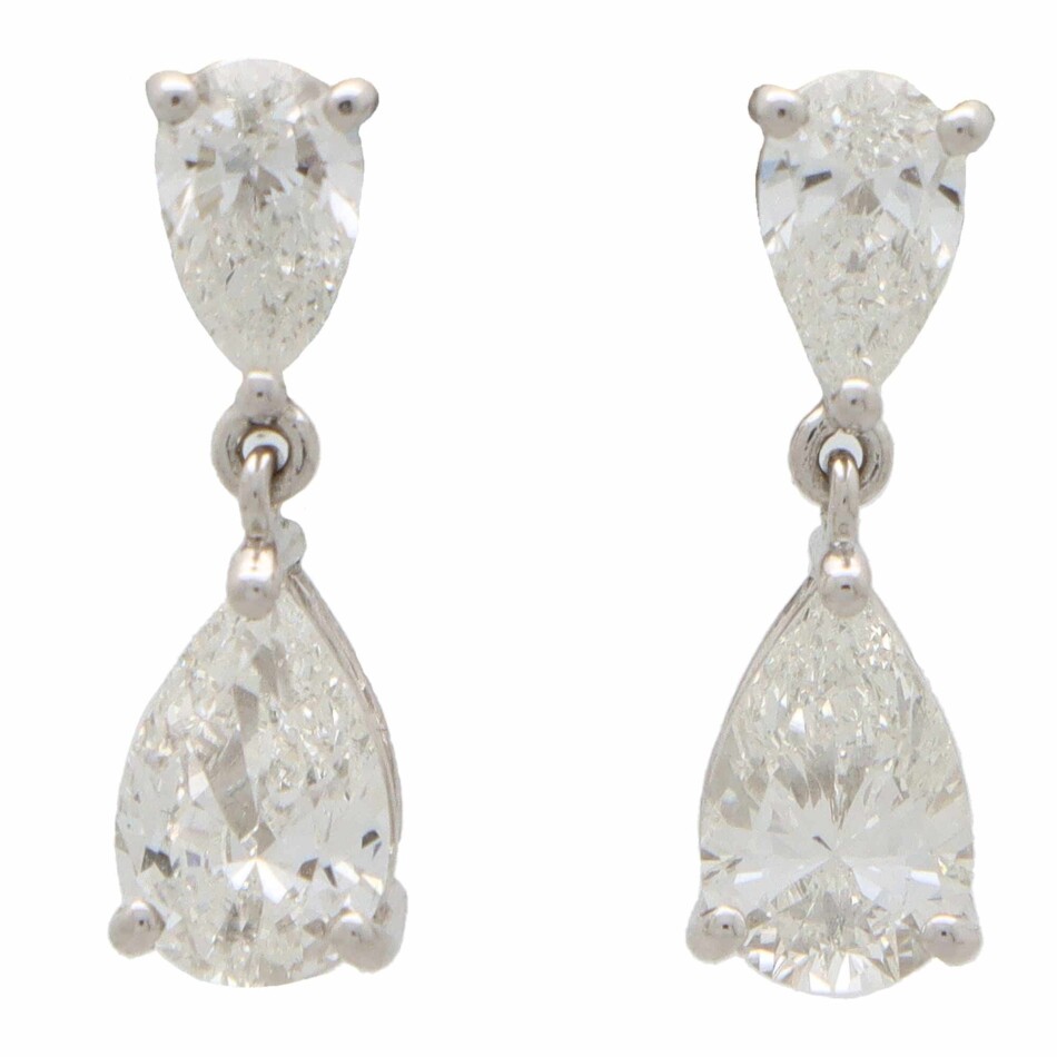 GIA Certified Pear Cut Drop Earrings